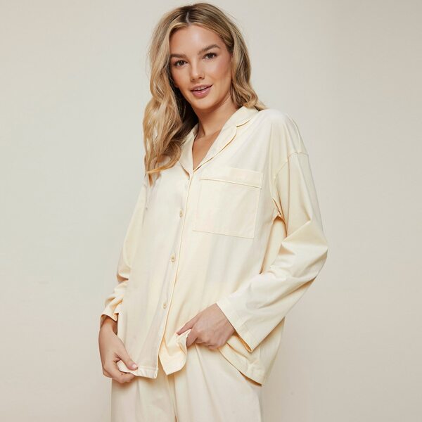 

COTTON DROP SHOULDER SLEEP TOP, Beige