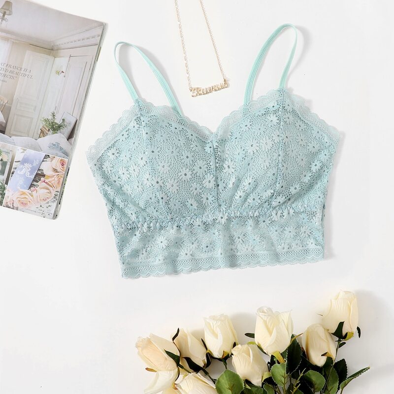 

Floral Lace Bralette, Mint blue
