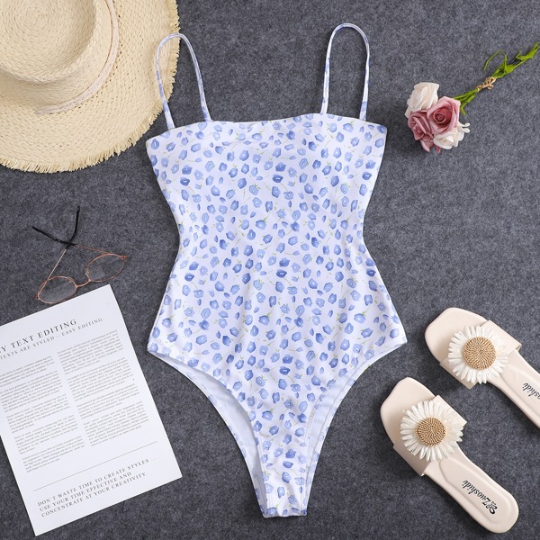 

Allover Print One Piece Swimsuit, Multicolor