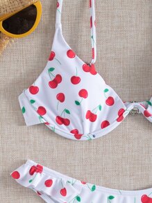 Summer Cherry Print Underwire Bikini Set - Multicolor - View 6