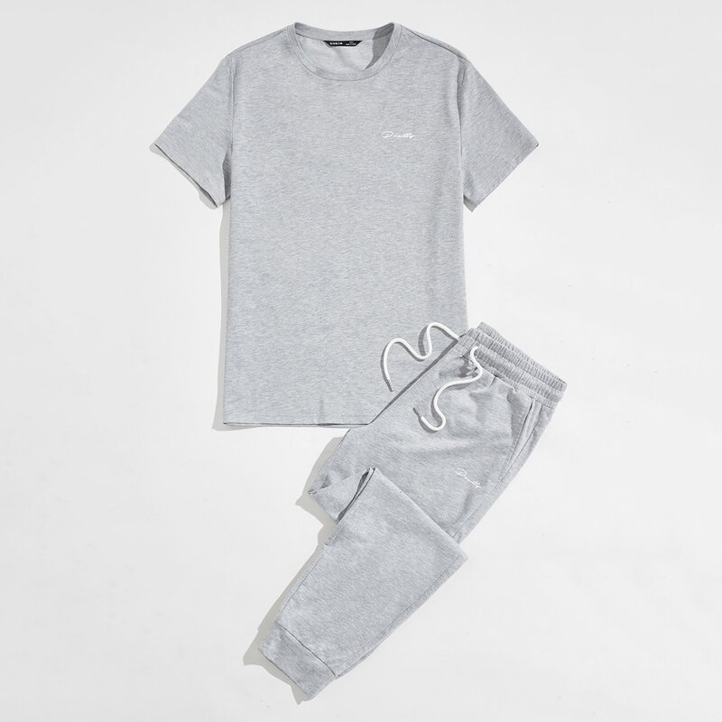 

Guys Letter Graphic Tee & Sweatpants Set, Light grey