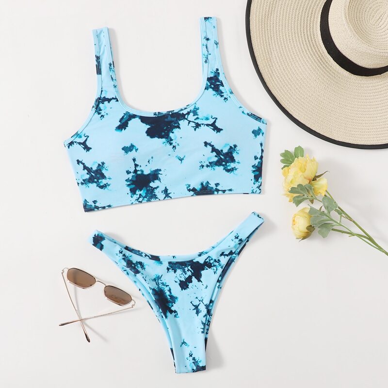 

Tie Dye High Cut Bikini Swimsuit, Multicolor