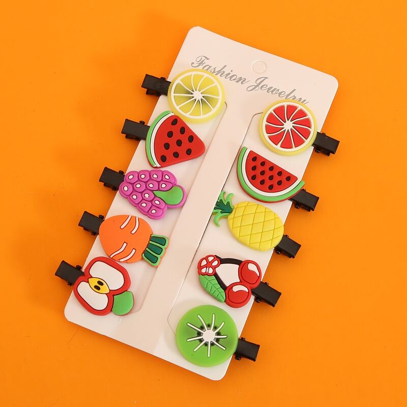 

10pcs Cartoon Fruit Hair Clip, Multicolor