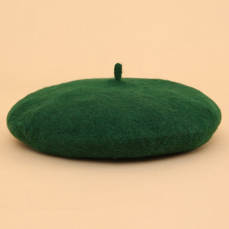 

1pc Solid Beret, Dark green