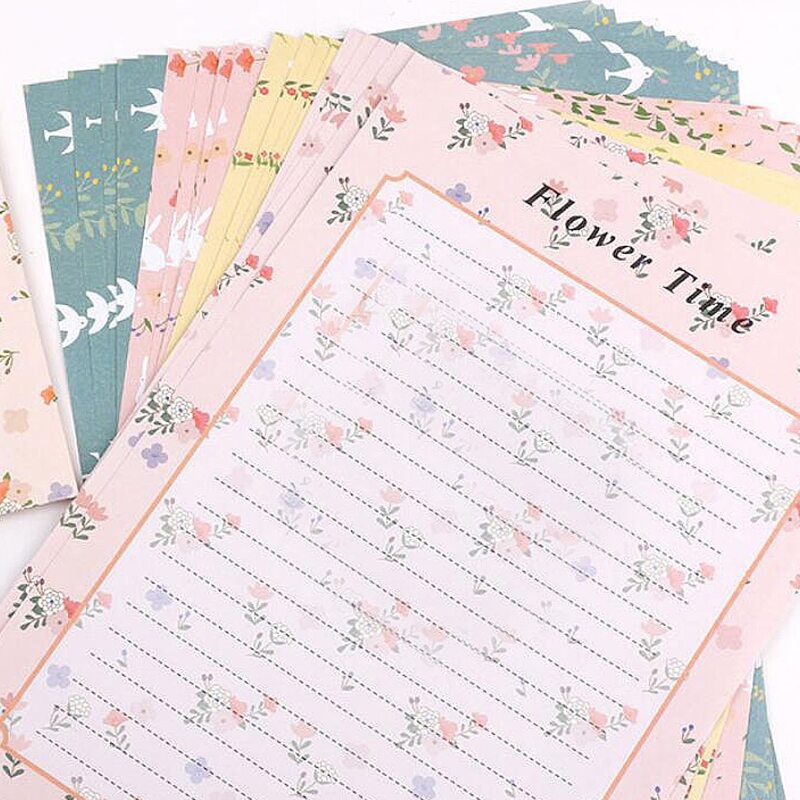 

9pcs Flower Print Random Writing Paper & Envelope Set, Multicolor