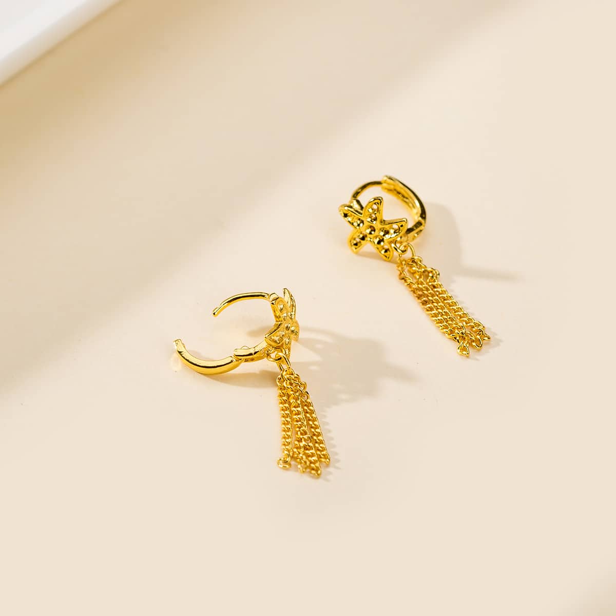 

Star Chain Tassel Drop Earrings, Gold