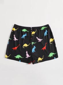 SHEIN EZwear Plus Dinosaur Print Shorts, Summer - Multicolor - View 2