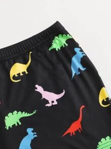 SHEIN EZwear Plus Dinosaur Print Shorts, Summer - Multicolor - View 4