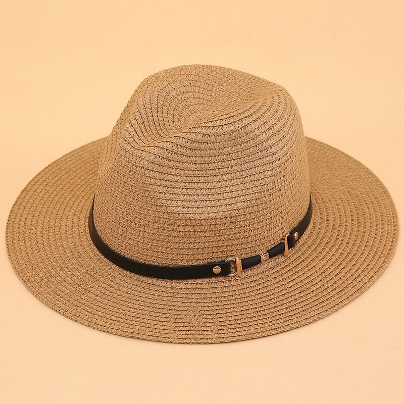 

Belt Decor Straw Hat, Khaki