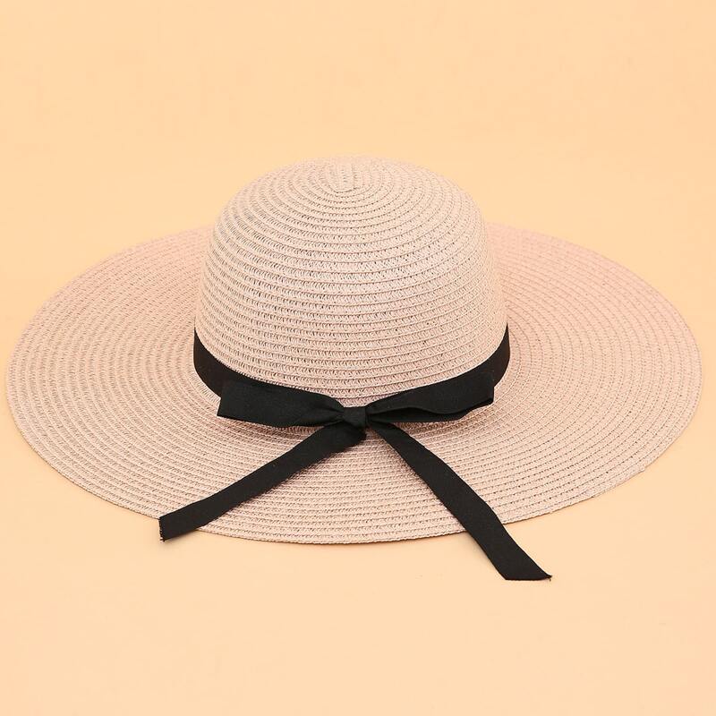 

Bow Knot Straw Hat, Baby pink