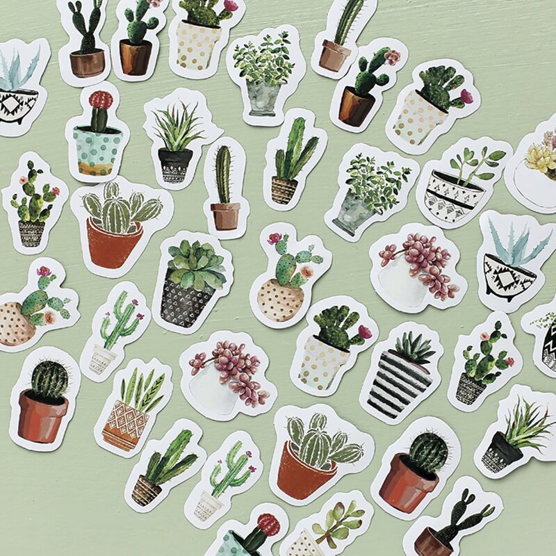 

45pcs Cactus Print Random Sticker, Multicolor
