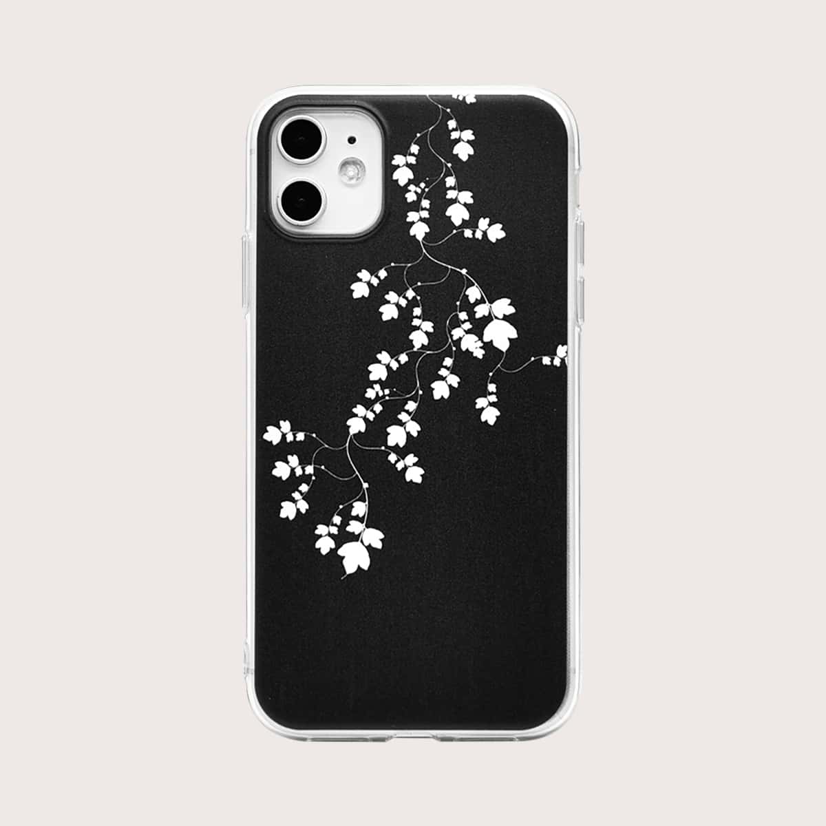 

Floral Pattern iPhone Case, Black