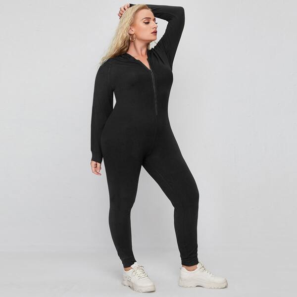 

Plus Side Striped Unitard Jumpsuit, Black