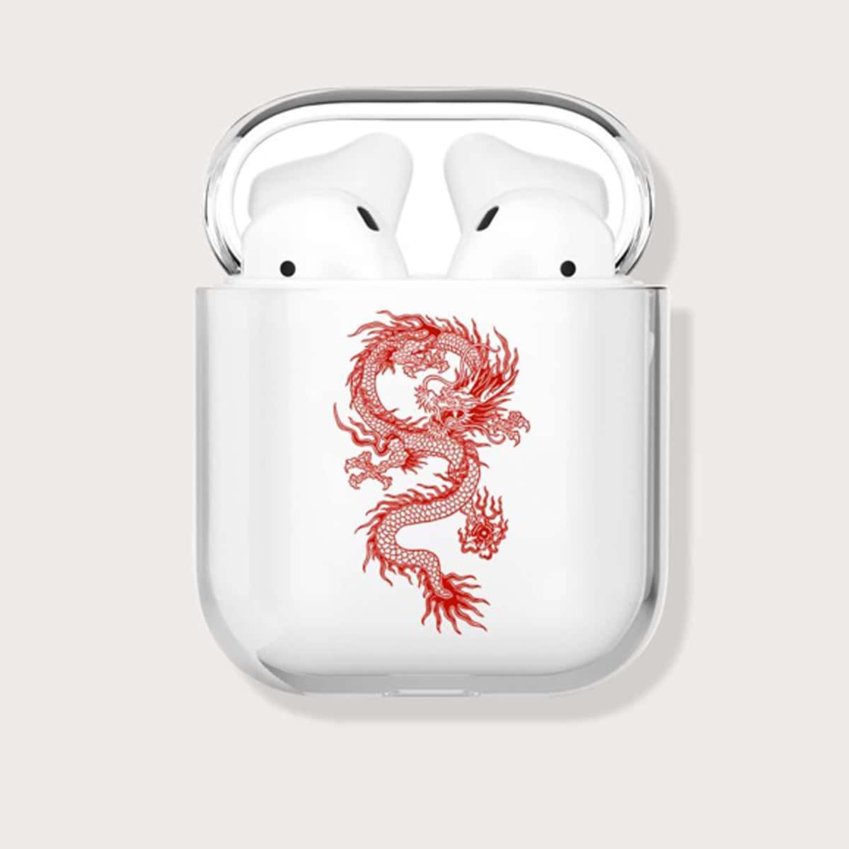 

Dragon Print AirPods Case, Burgundy