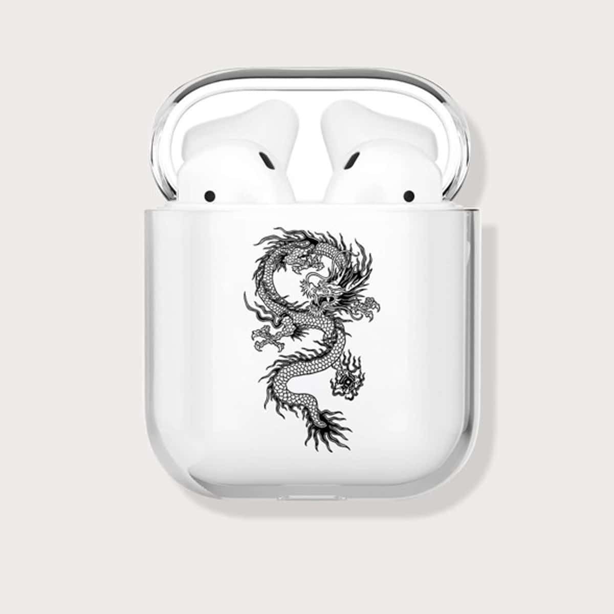 

Dragon Print AirPods Case, Black