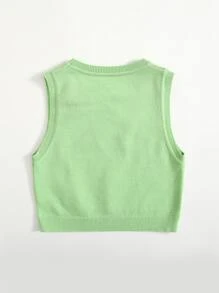 SHEIN Chaleco de punto con patrón de fresa - verde menta - Ver 2