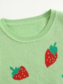 SHEIN Chaleco de punto con patrón de fresa - verde menta - Ver 3