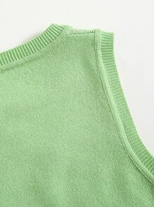 SHEIN Chaleco de punto con patrón de fresa - verde menta - Ver 4