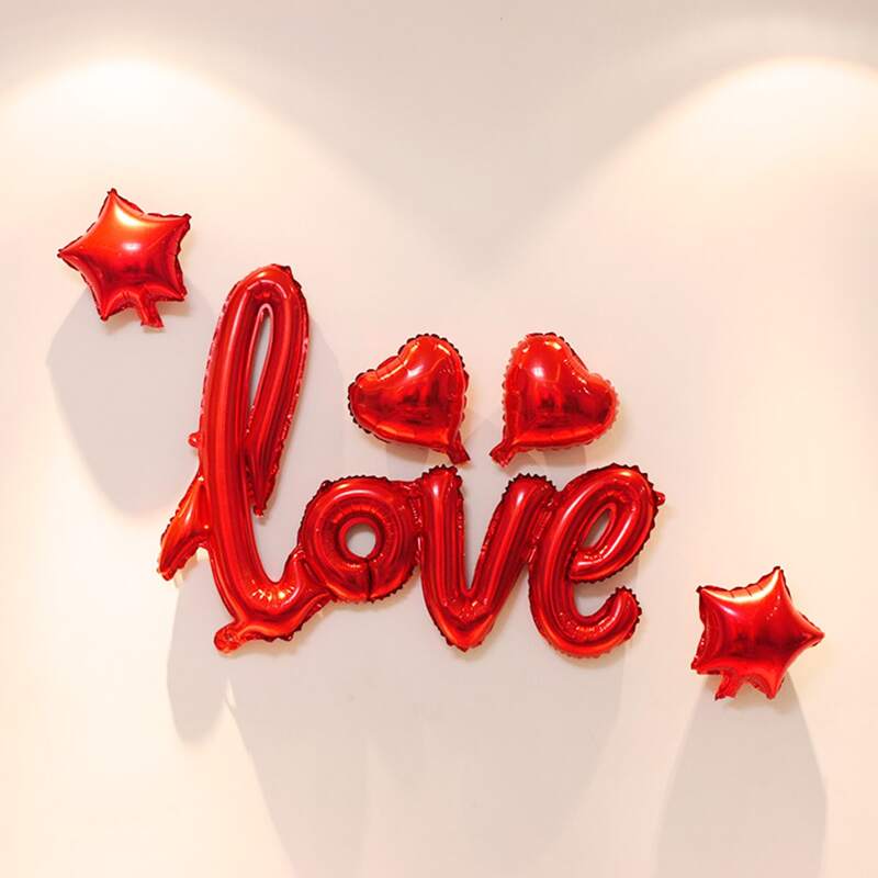

5pcs Love & Heart Shaped Balloon, Red