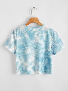 四四方方紮染水洗T恤 - 藍白色 - 查看 2