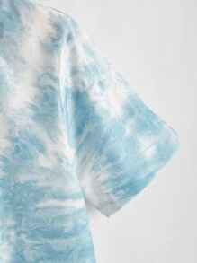 四四方方紮染水洗T恤 - 藍白色 - 查看 3