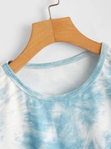 四四方方紮染水洗T恤 - 藍白色 - 查看 4