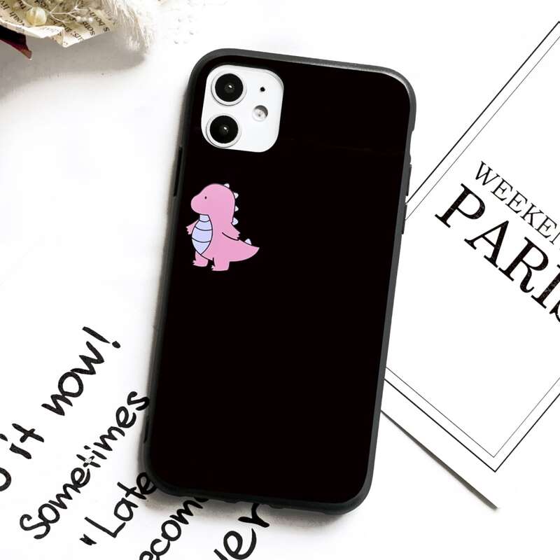 

Cartoon Dinosaur iPhone Case, Black