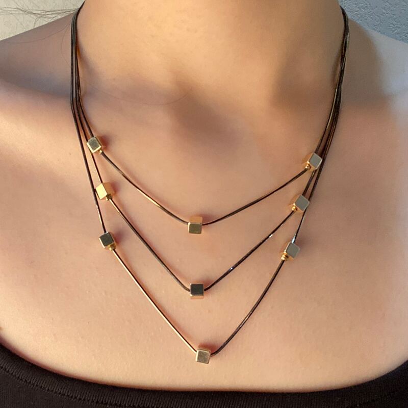 

Cube Layered Necklace, Gold