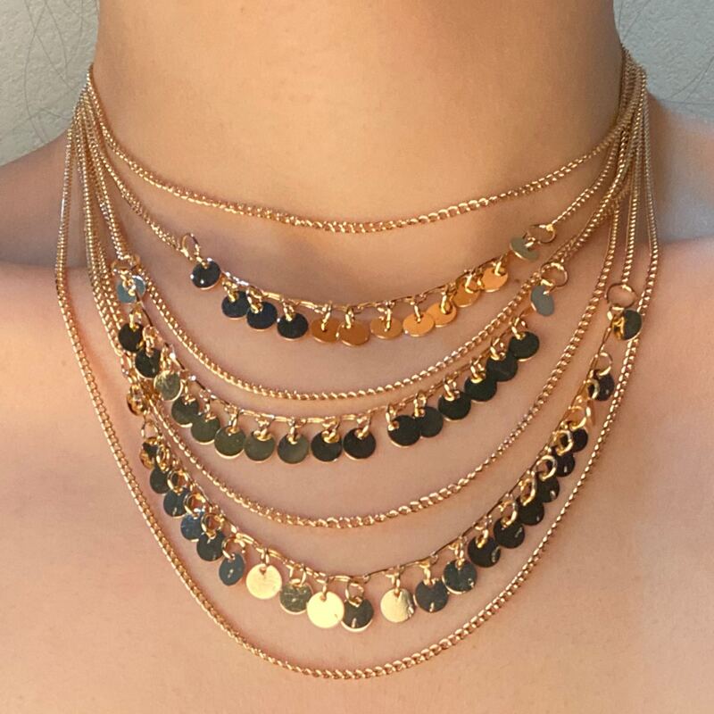 

Disc Layered Chain Necklace, Gold