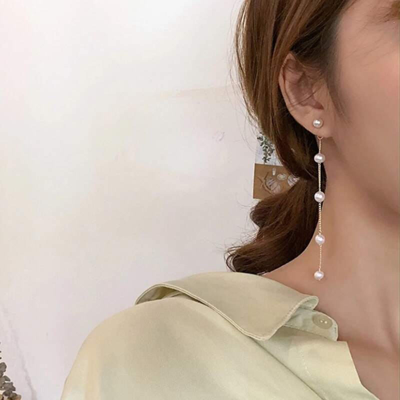

Faux Pearl Drop Earrings, White