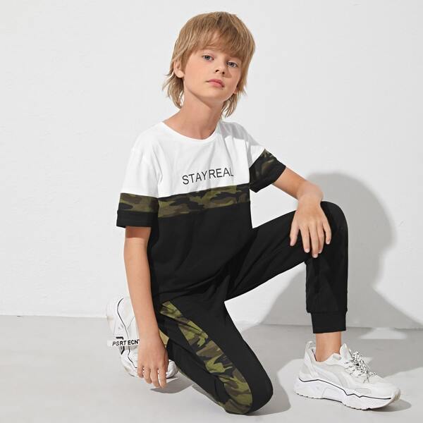 

Boys Letter Graphic Camo Tee & Sweatpants Set, Multicolor