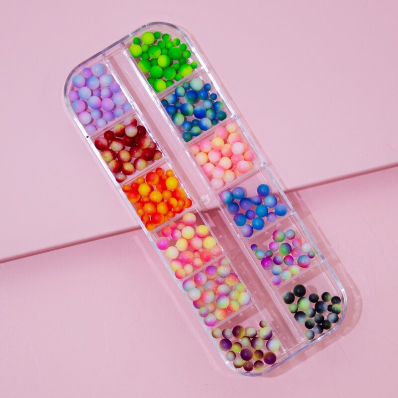 

1box Colorful Bead Nail Art Decoration, Multicolor