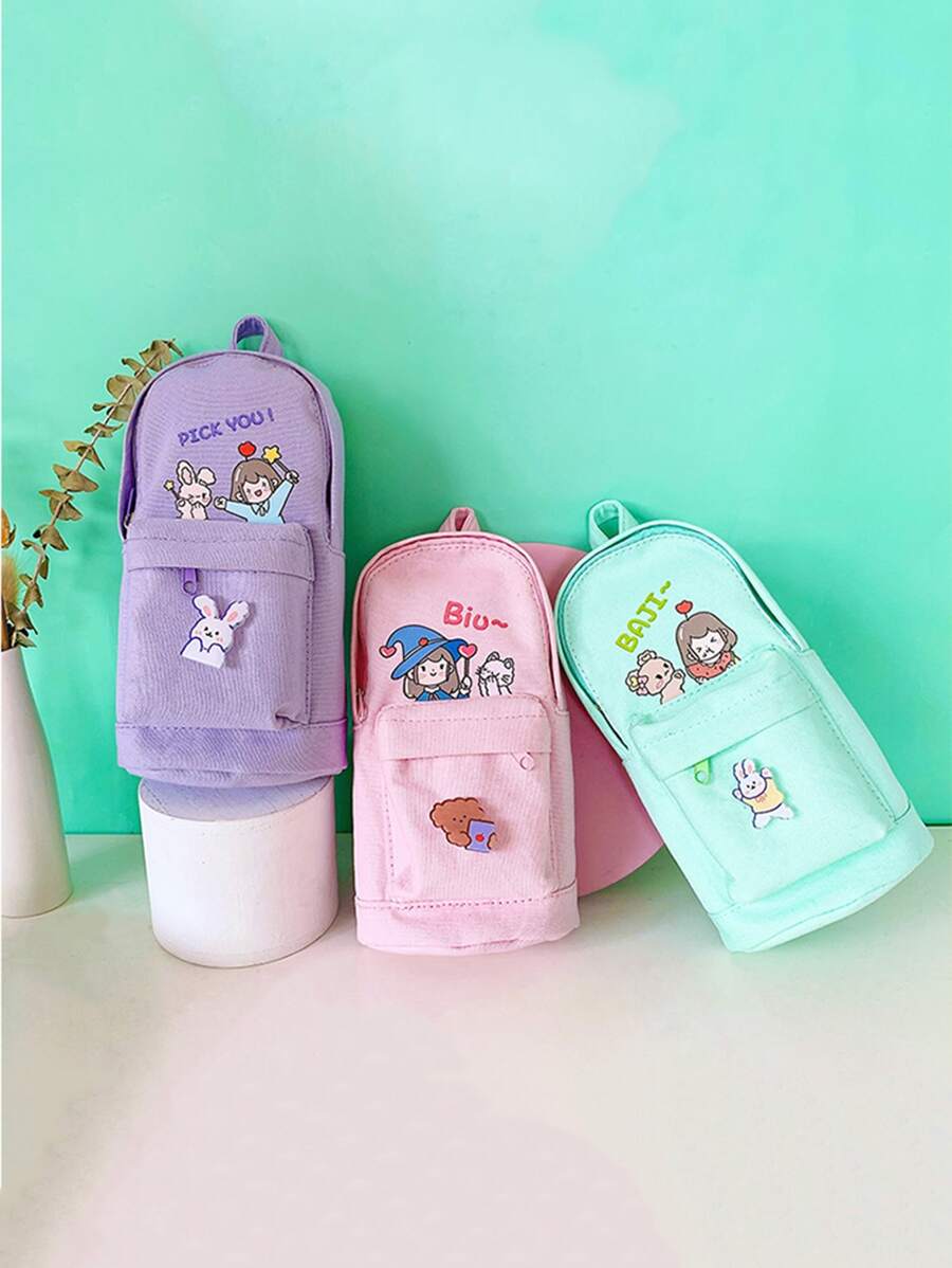 1pc Cartoon Graphic Random Pencil Bag - Multicolor - View 1