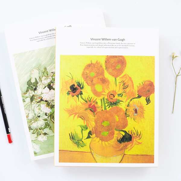 

1pc Oil Painting Pattern Cover Random Sketchbook, Multicolor