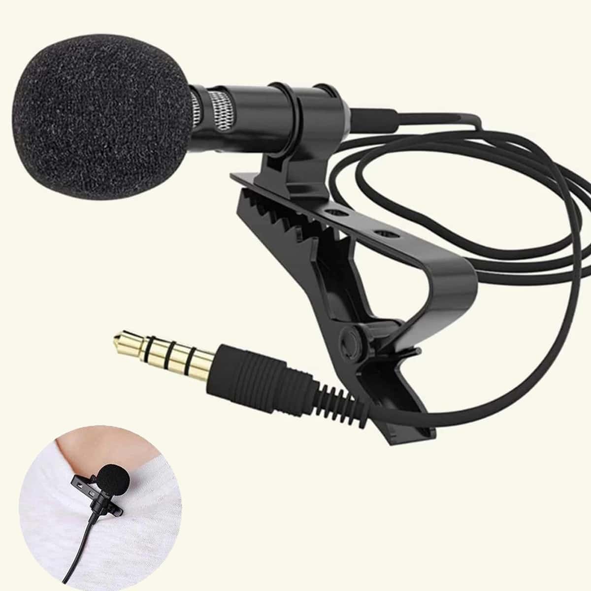 

Cellphone Plug-In Lavalier Microphone, Black
