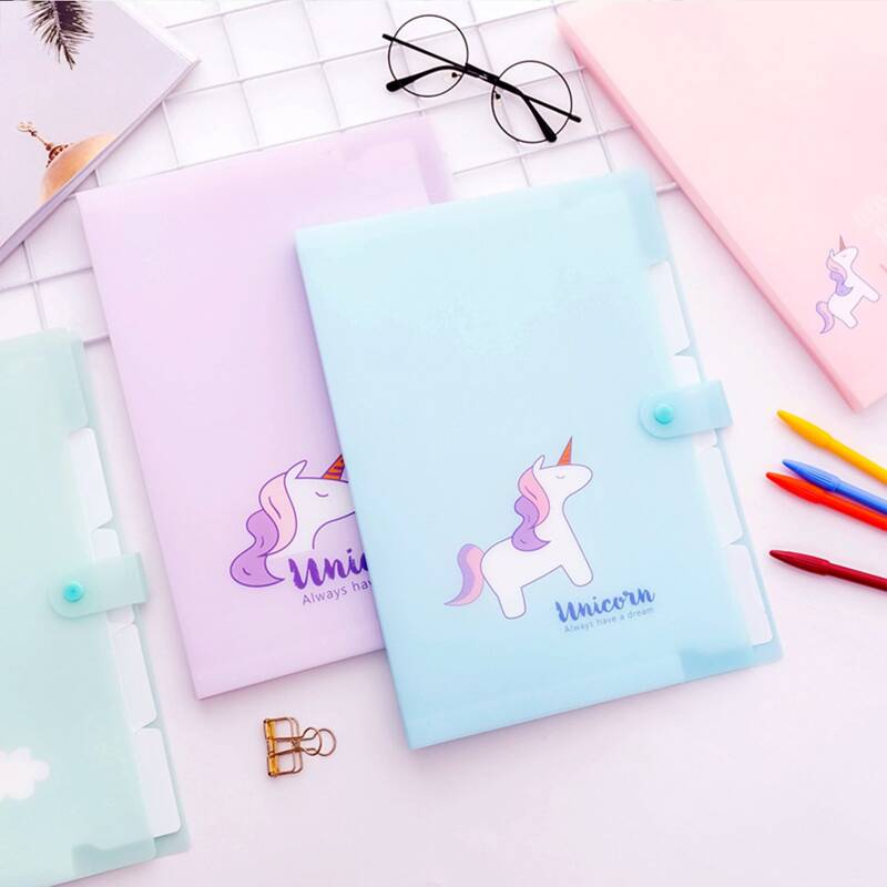 

1pc Unicorn Print Random Color Folder, Multicolor