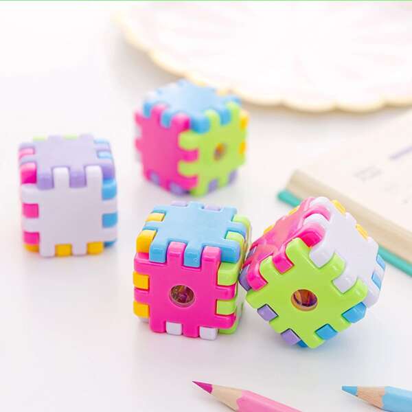 

5pcs Magic Cube Shaped Random Color Pencil Sharpener, Multicolor