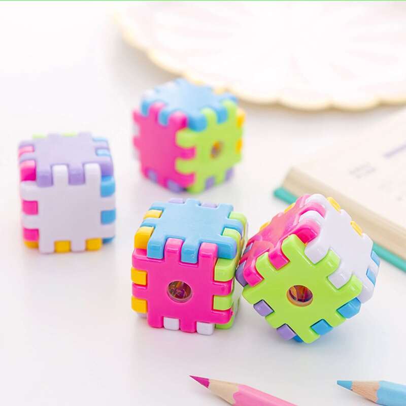 

5pcs Magic Cube Shaped Random Color Pencil Sharpener, Multicolor