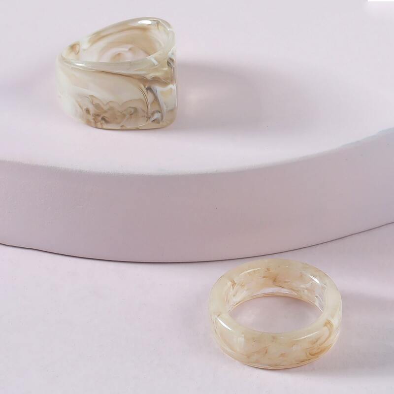 2pcs Clear Acrylic Ring, Multicolor