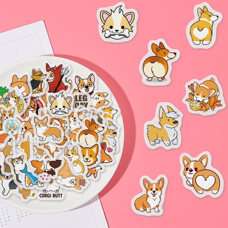 

40pcs Cartoon Dog Print Sticker, Multicolor