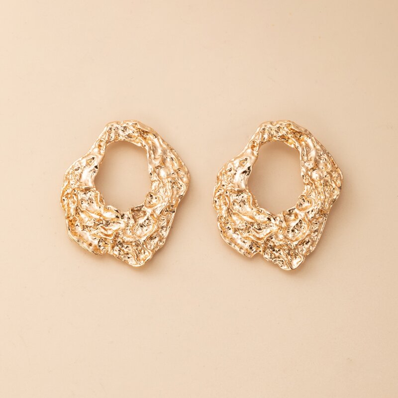 

Textured Ring Drop Earrings, Gold