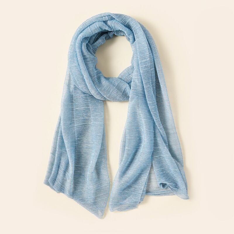 

Pleated Mesh Scarf, Baby blue