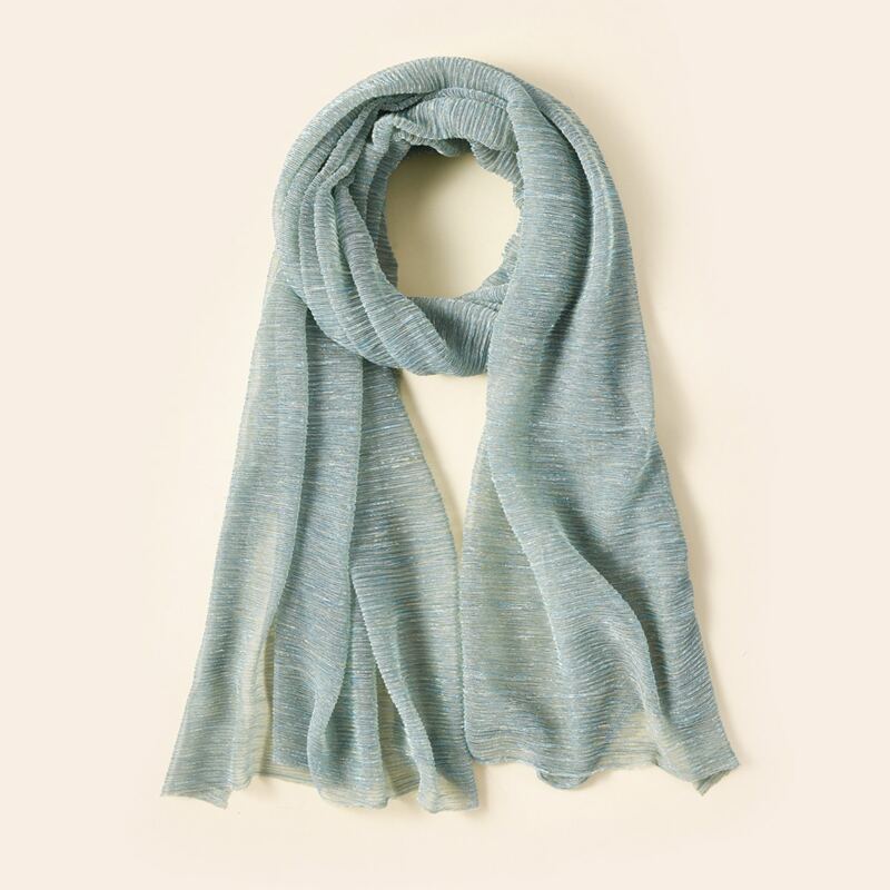 

Pleated Mesh Scarf, Cadet blue
