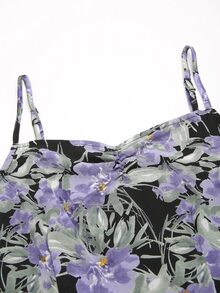 花卉荷葉邊下擺吊帶洋裝 - 彩色 - 查看 7