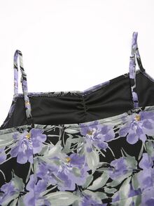 花卉荷葉邊下擺吊帶洋裝 - 彩色 - 查看 8