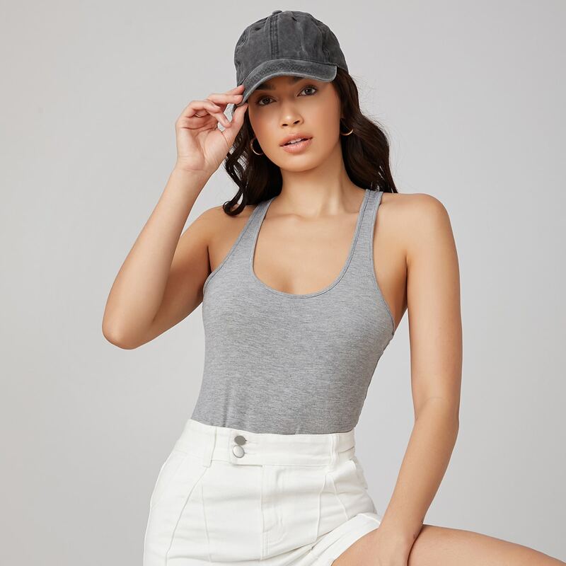 

Solid Tank Bodysuit, Light grey