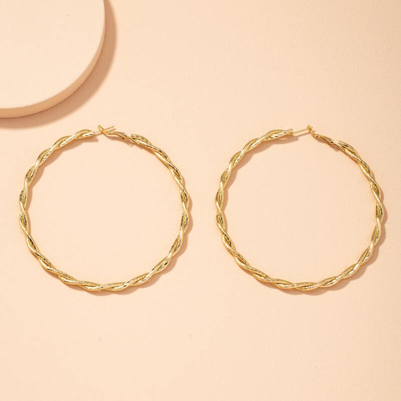 

Twist Design Hoop Earrings, Gold