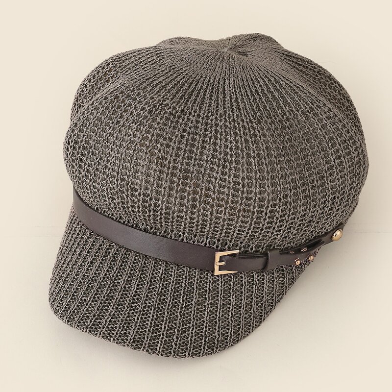

Belt Knit Baker Boy Hat, Dark grey