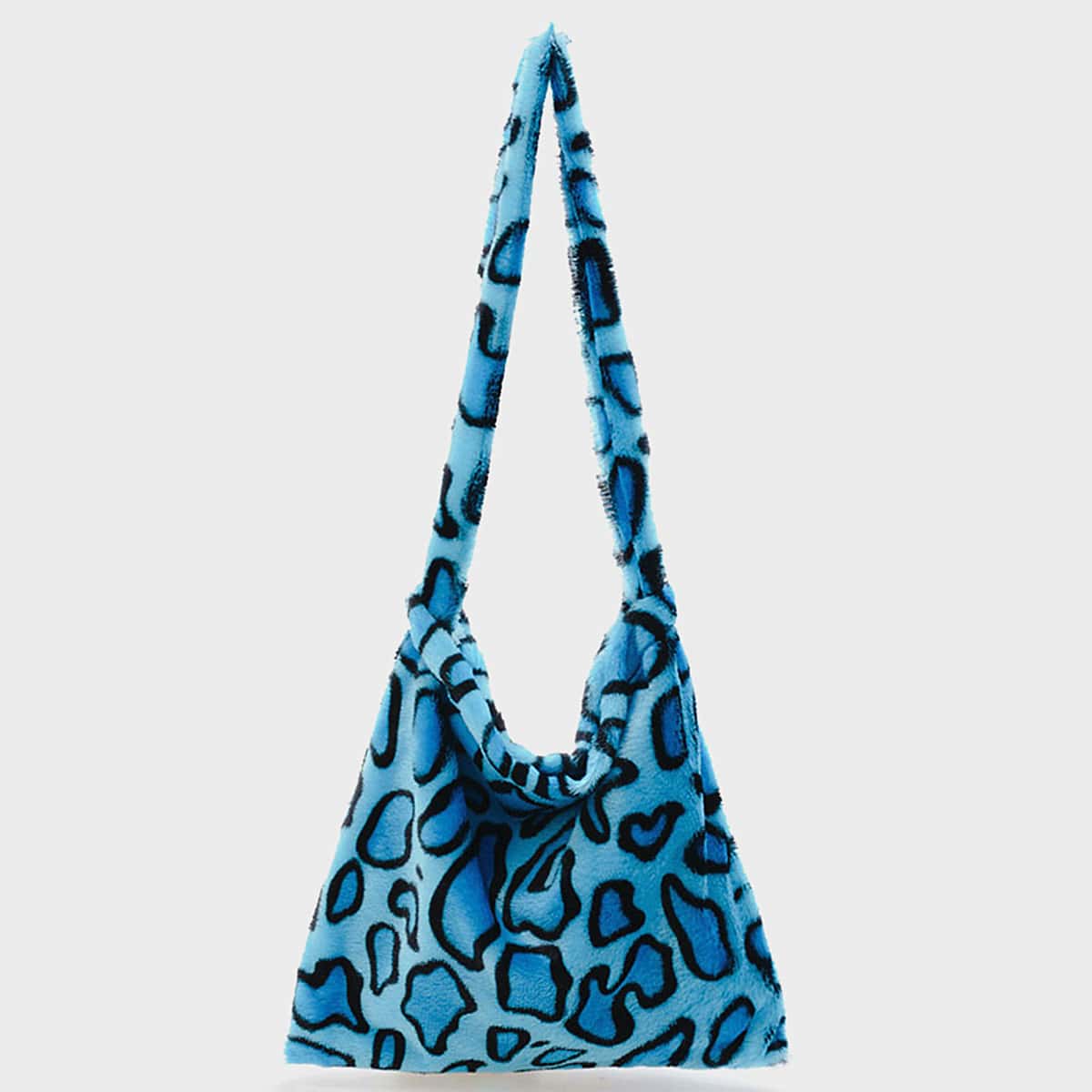 

Allover Graphic Fluffy Crossbody Bag, Blue