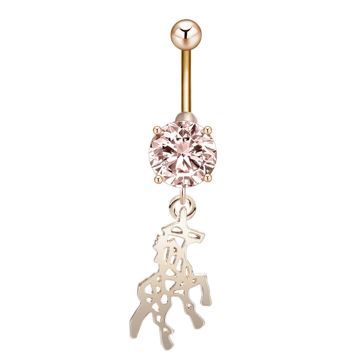

1pc Rhinestone Unicorn Belly Ring, Gold
